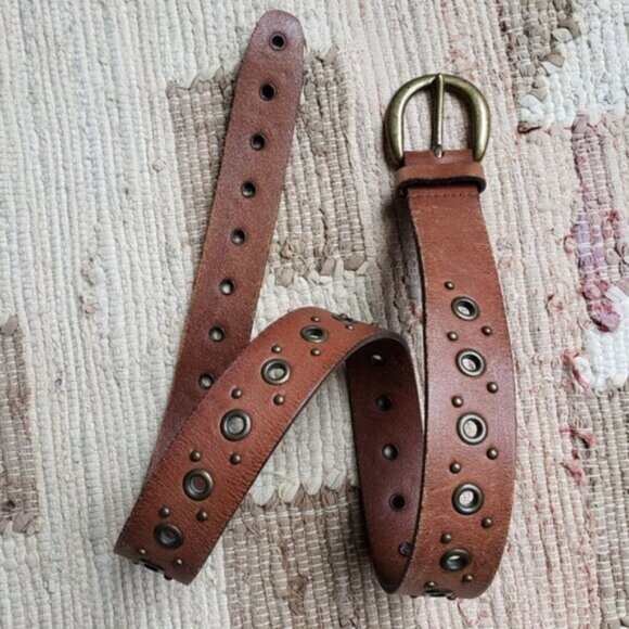 Fossil Bohemian Leather Belt Grommets Studded size Medium - Picture 3 of 11